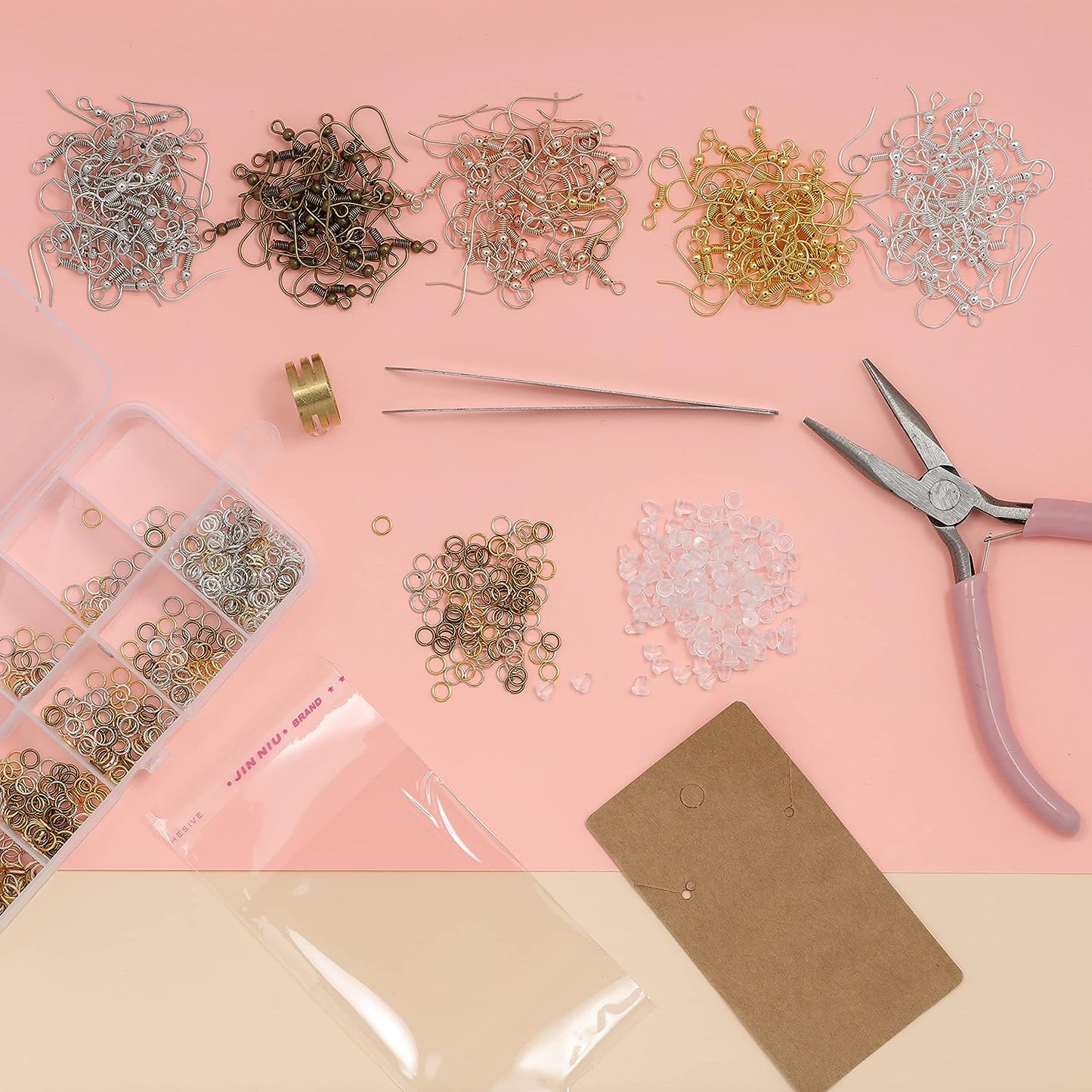 Image of Assorted Earring Components and Tools Close-up | Caption-Assorted Earring Components and Tools Close-up
