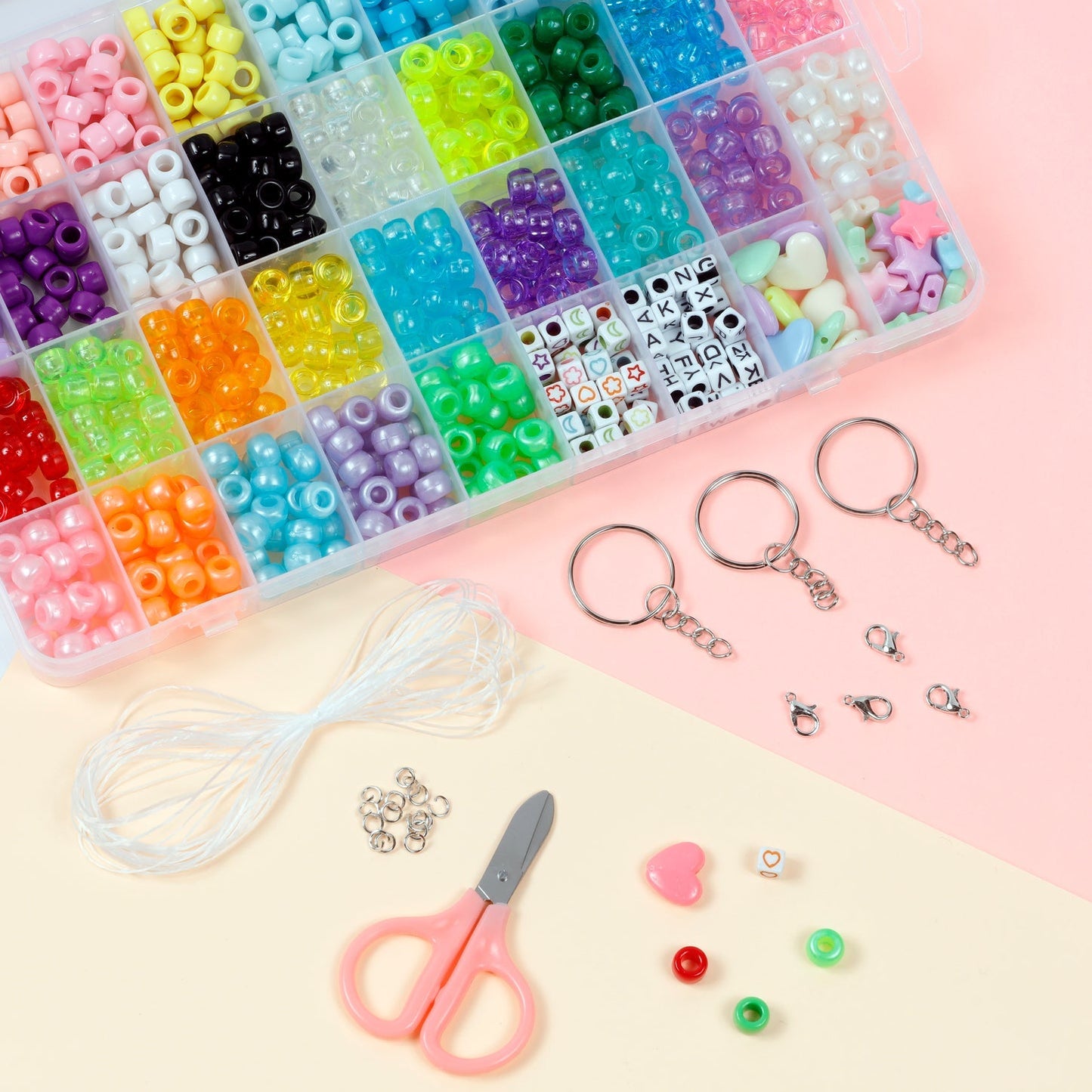 Image of Assorted Pony Beads in the Bulk Pony Beads Set | Caption-Assorted Pony Beads in the Bulk Pony Beads Set