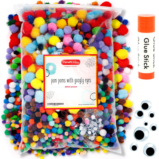 Image of Bulk Pom Poms 2000pcs Set Overview