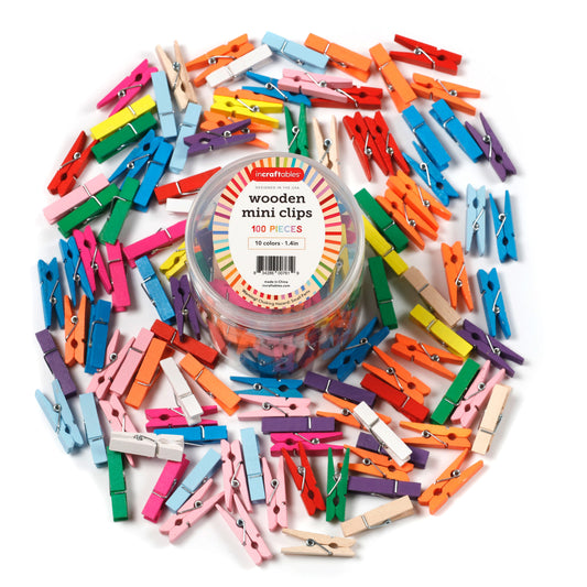 Image of Bulk Wooden Mini Clips Set Overview