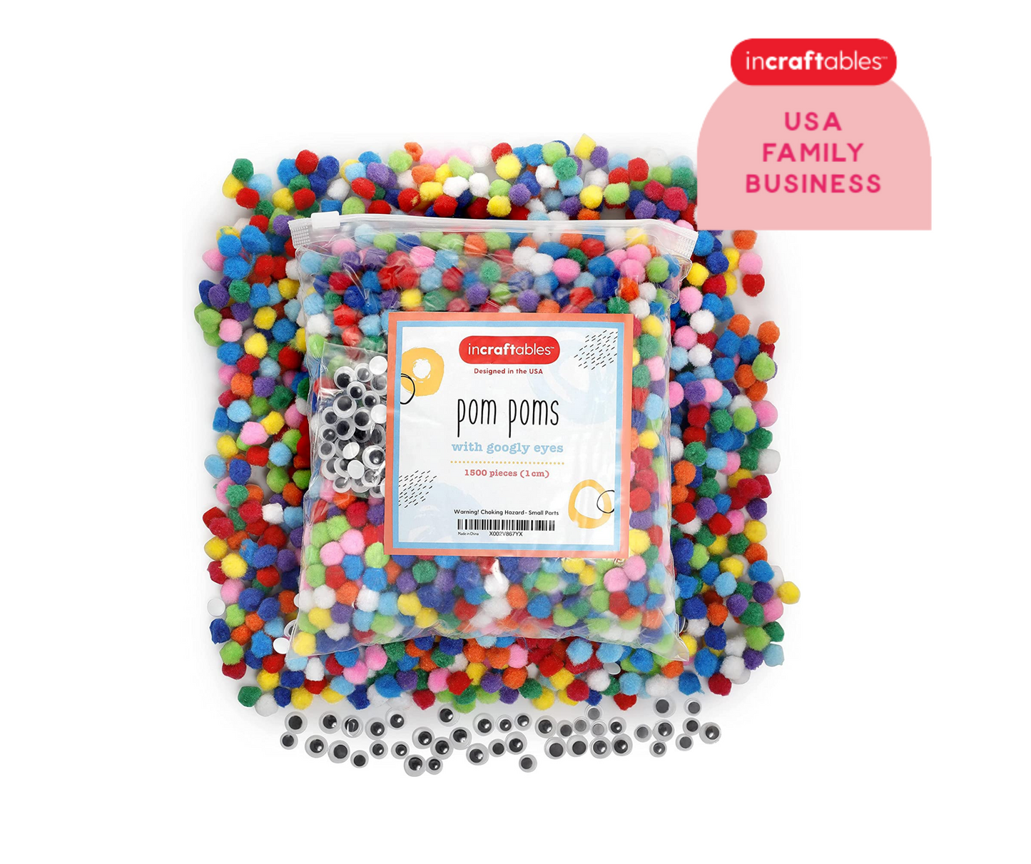 Image of Close-up of Packaging for Bulk Pom Poms 1500pcs  | Caption-Close-up of Packaging for Bulk Pom Poms 1500pcs