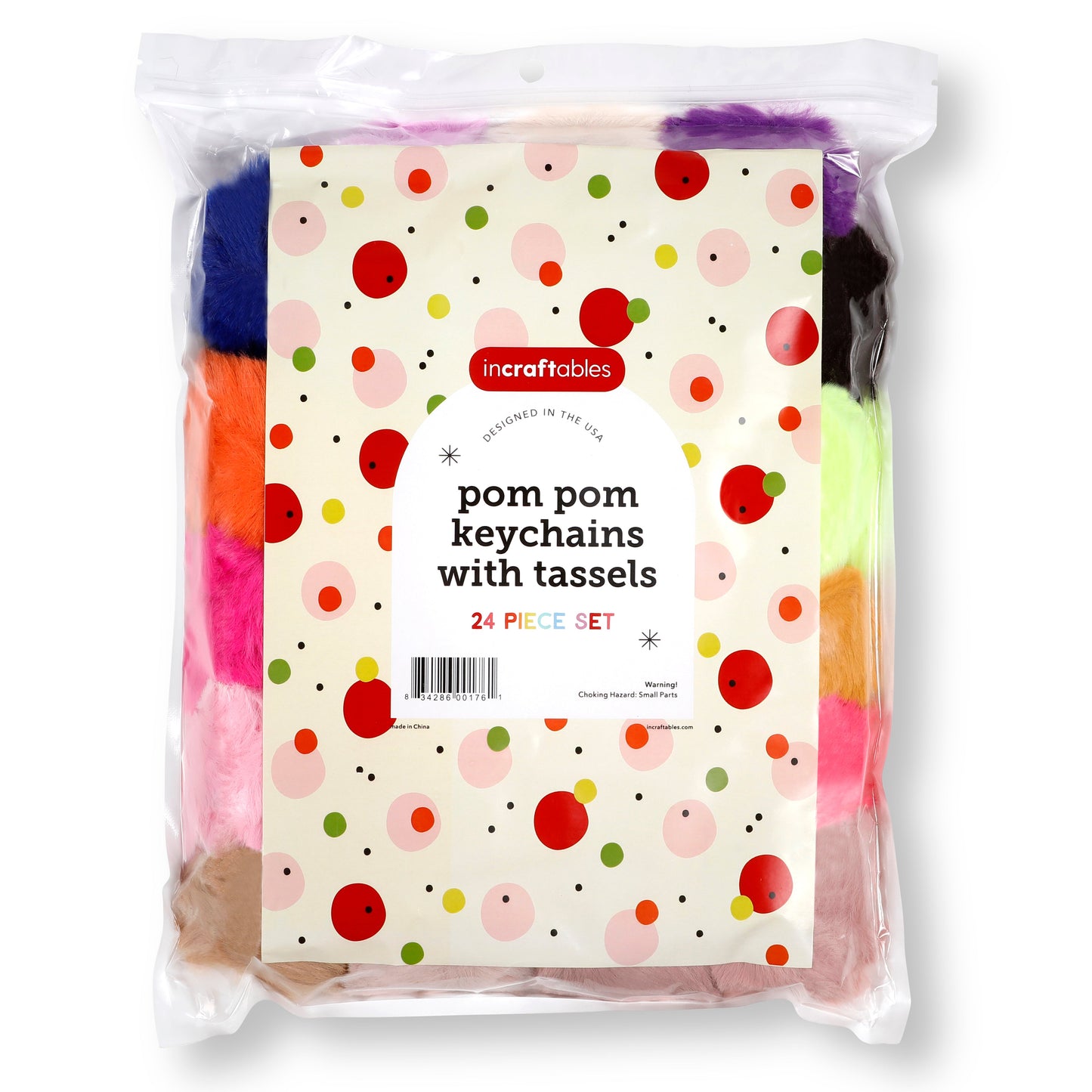 Image of Keychain Craft Ideas with Bulk Pom Poms Keychains Set | Caption-Keychain Craft Ideas with Bulk Pom Poms Keychains Set