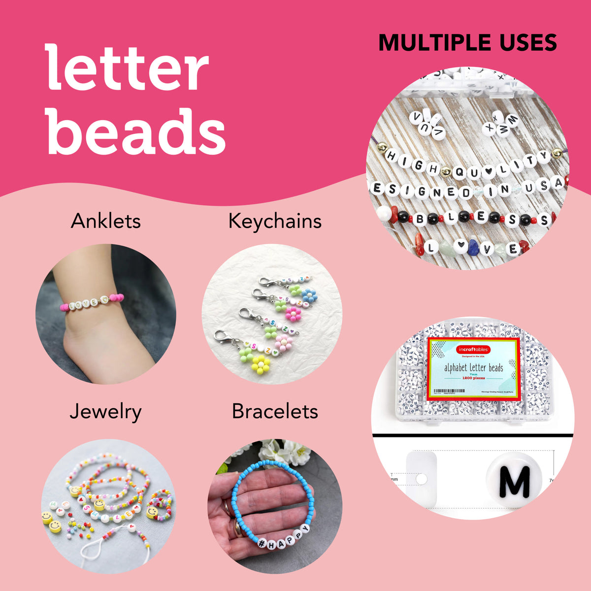 Alphabet Letter Beads with Heart Beads – Incraftables
