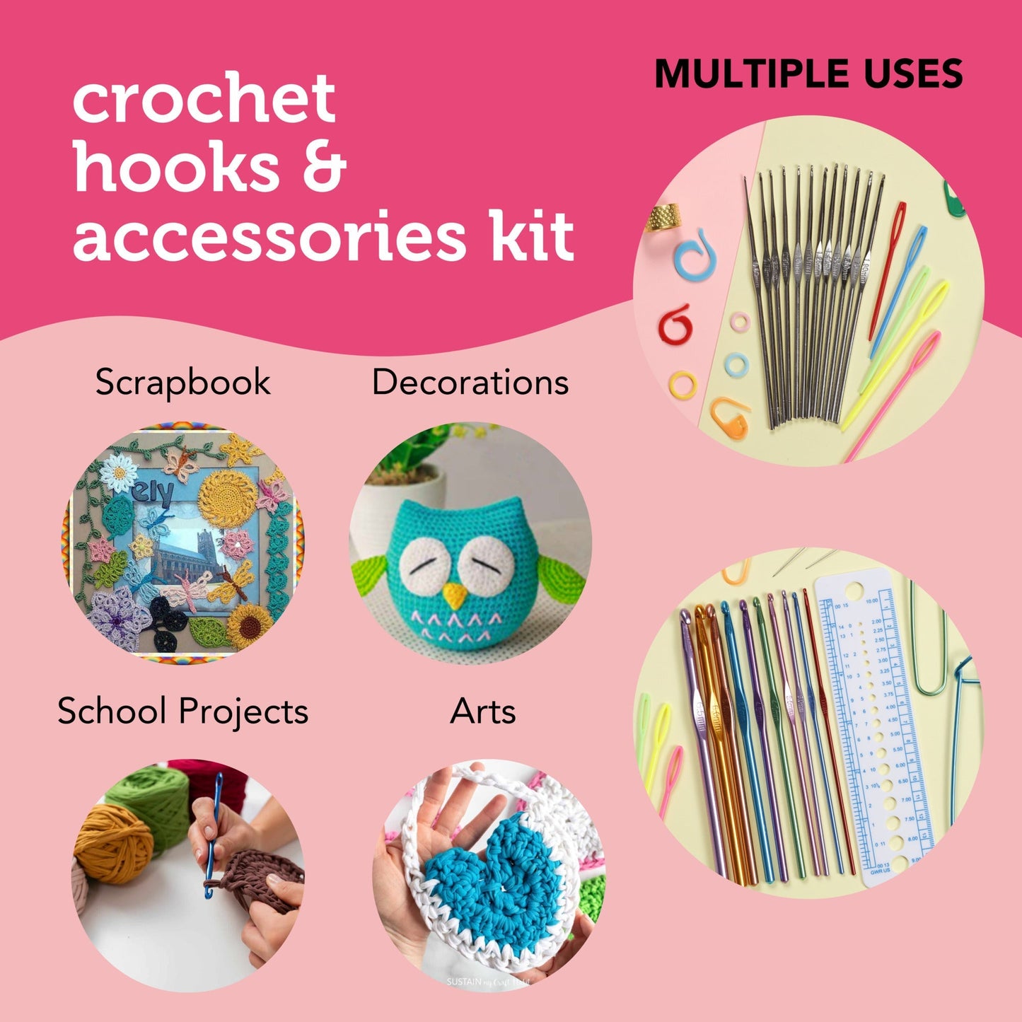 Image of Multiple Uses for Bulk Crochet Hooks Set | Caption-Multiple Uses for Bulk Crochet Hooks Set