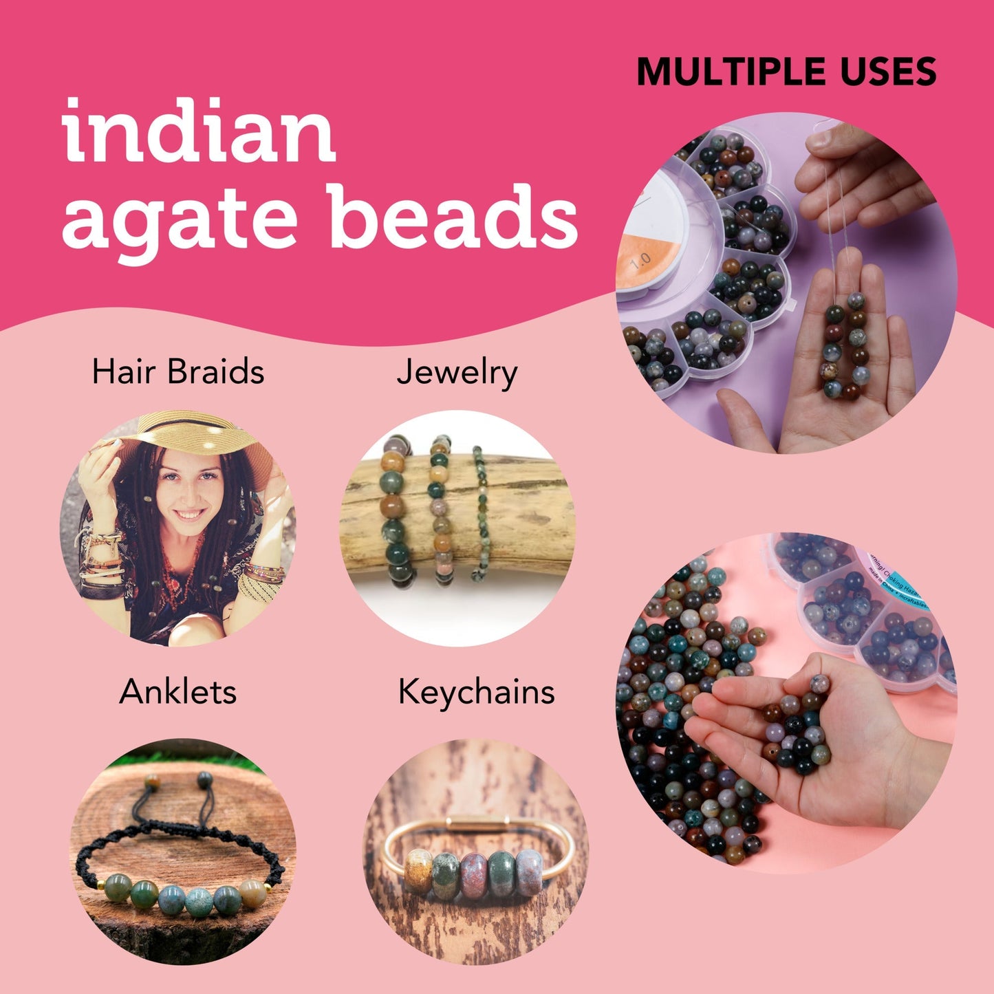 Image of Multiple Uses for Bulk Indian Agate Beads | Caption-Multiple Uses for Bulk Indian Agate Beads
