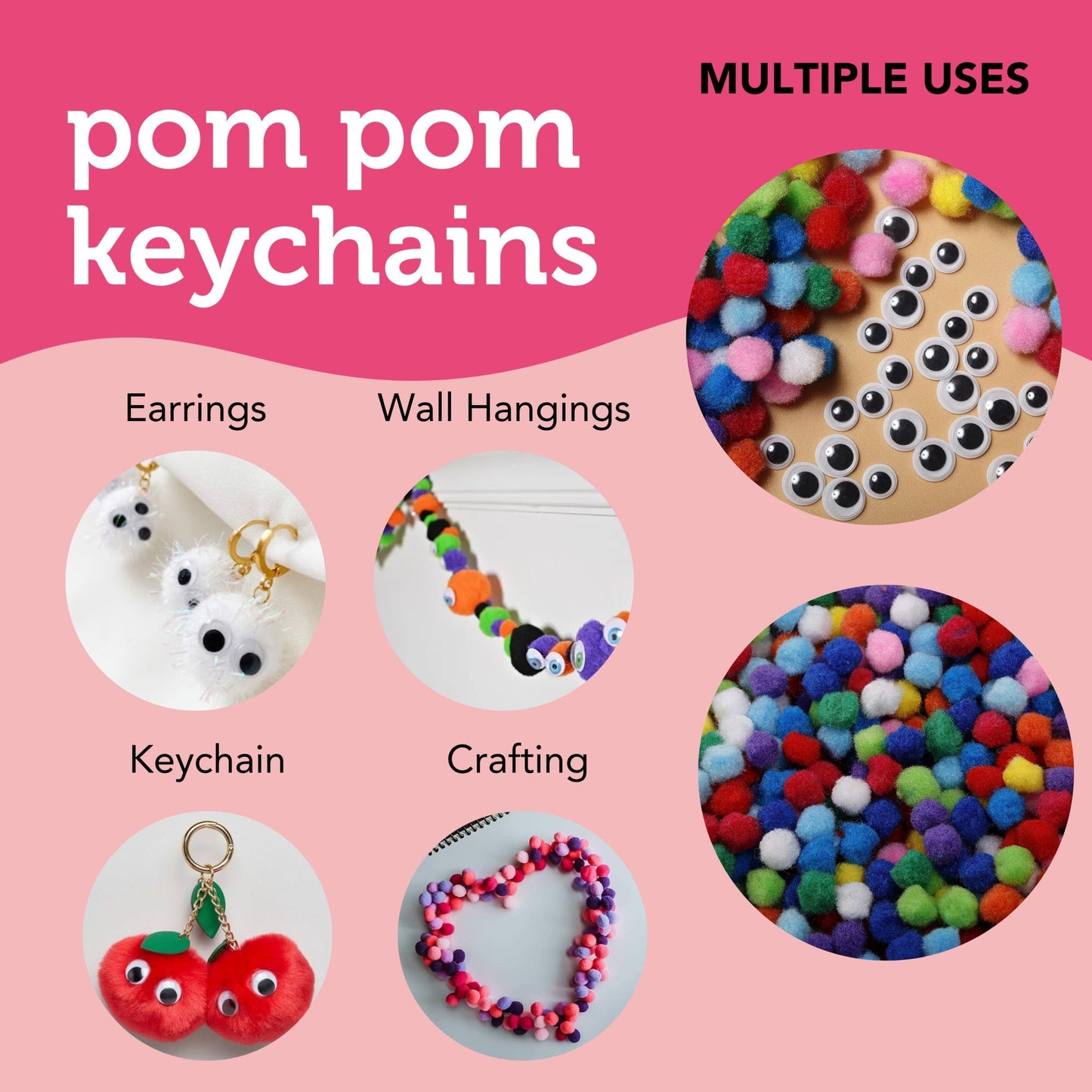 Image of Multiple Uses for Bulk Pom Poms 1500pcs  | Caption-Multiple Uses for Bulk Pom Poms 1500pcs