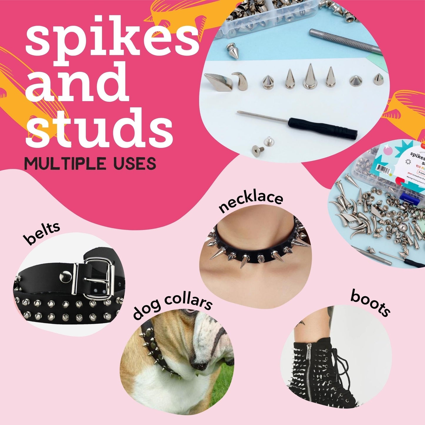 Image of Multiple Uses for Bulk Spikes and Studs | Caption-Multiple Uses for Bulk Spikes and Studs