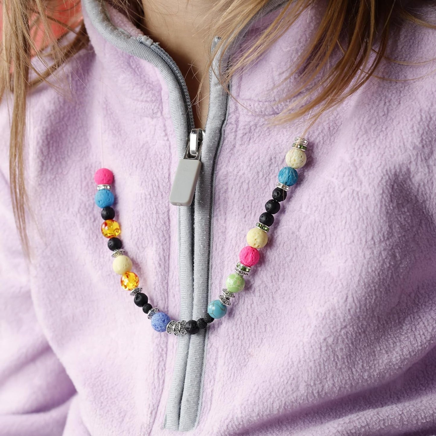 Image of Necklace Made with Bulk Lava Beads Close-up | Caption-Necklace Made with Bulk Lava Beads Close-up