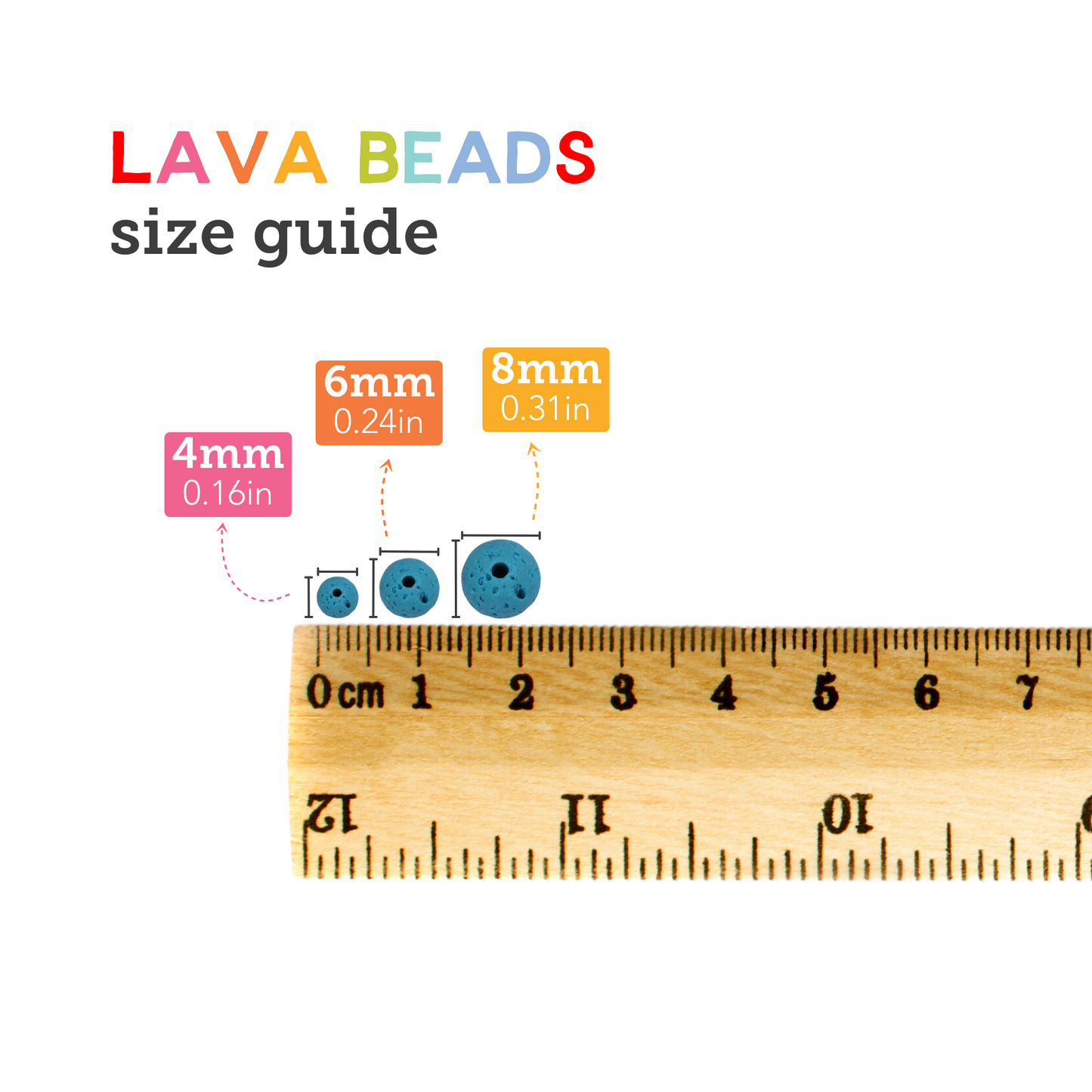 Image of Size Guide for Bulk Lava Beads | Caption-Size Guide for Bulk Lava Beads