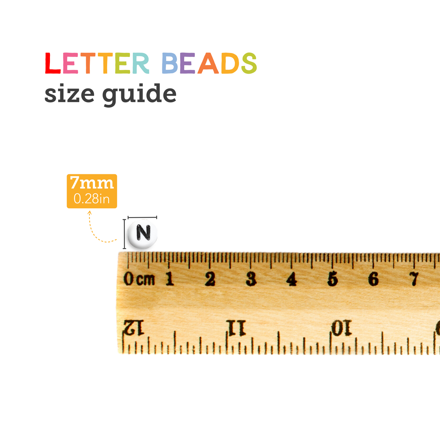 Image of Size Guide for Bulk Letter Beads 1080pcs | Caption-Size Guide for Bulk Letter Beads 1080pcs
