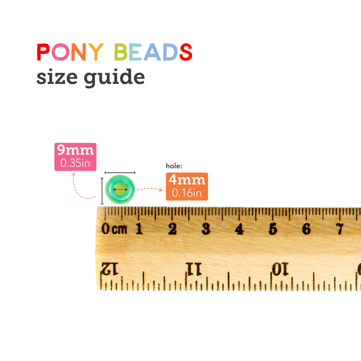 Image of Size Guide for Bulk Pony Beads | Caption-Size Guide for Bulk Pony Beads