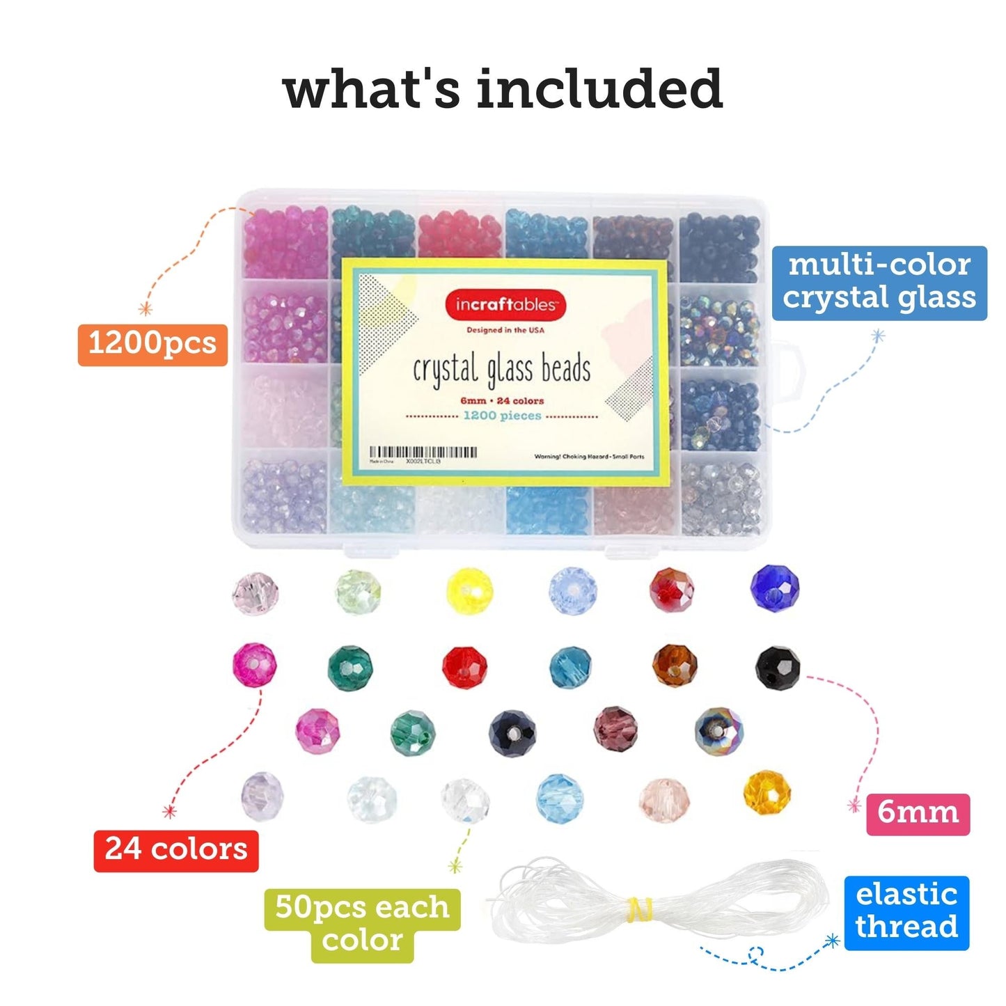 Image of What's Included in the Bulk Crystal Beads Set  | Caption-What's Included in the Bulk Crystal Beads Set