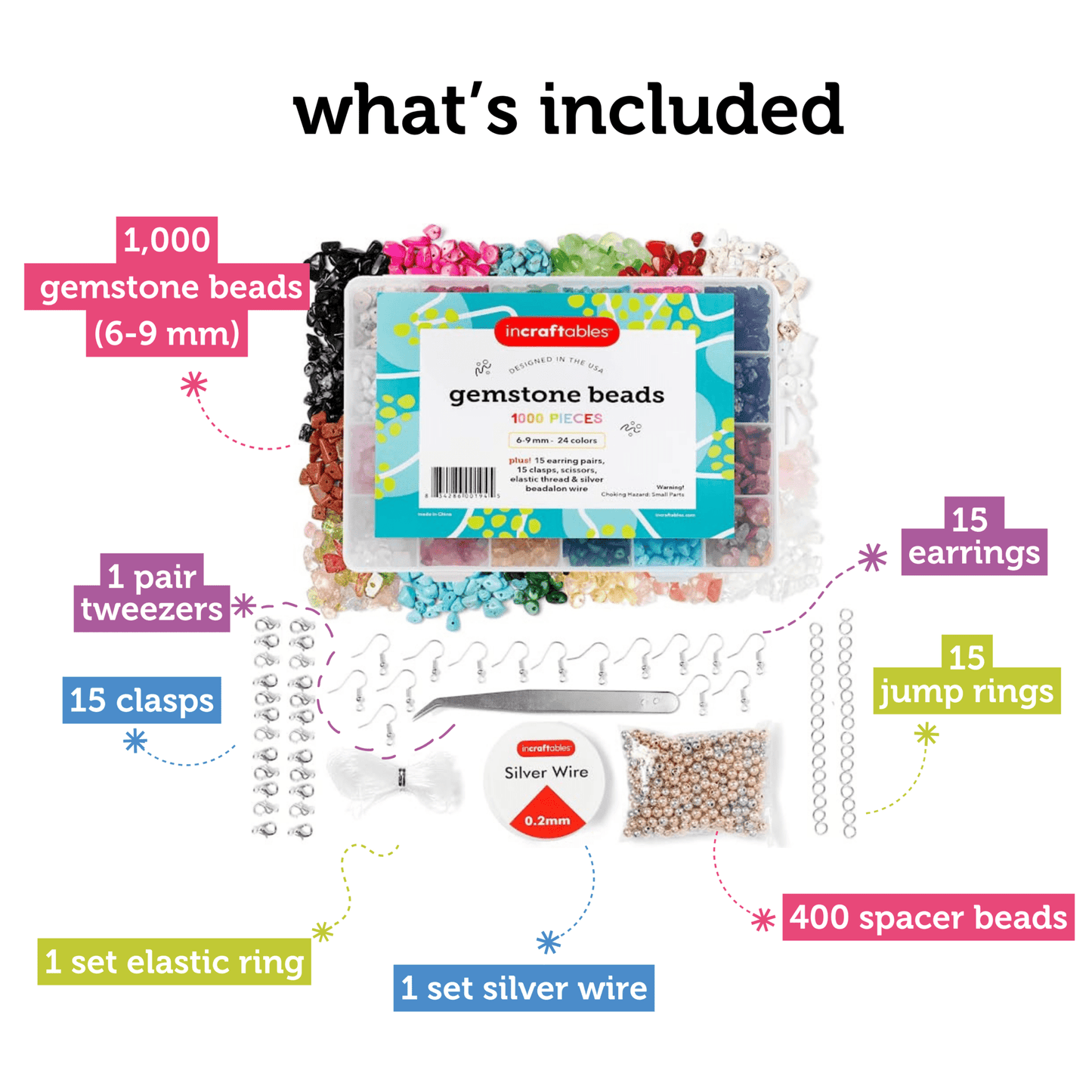 Image of What's Included in the Bulk Gemstone Beads Set | Caption-What's Included in the Bulk Gemstone Beads Set