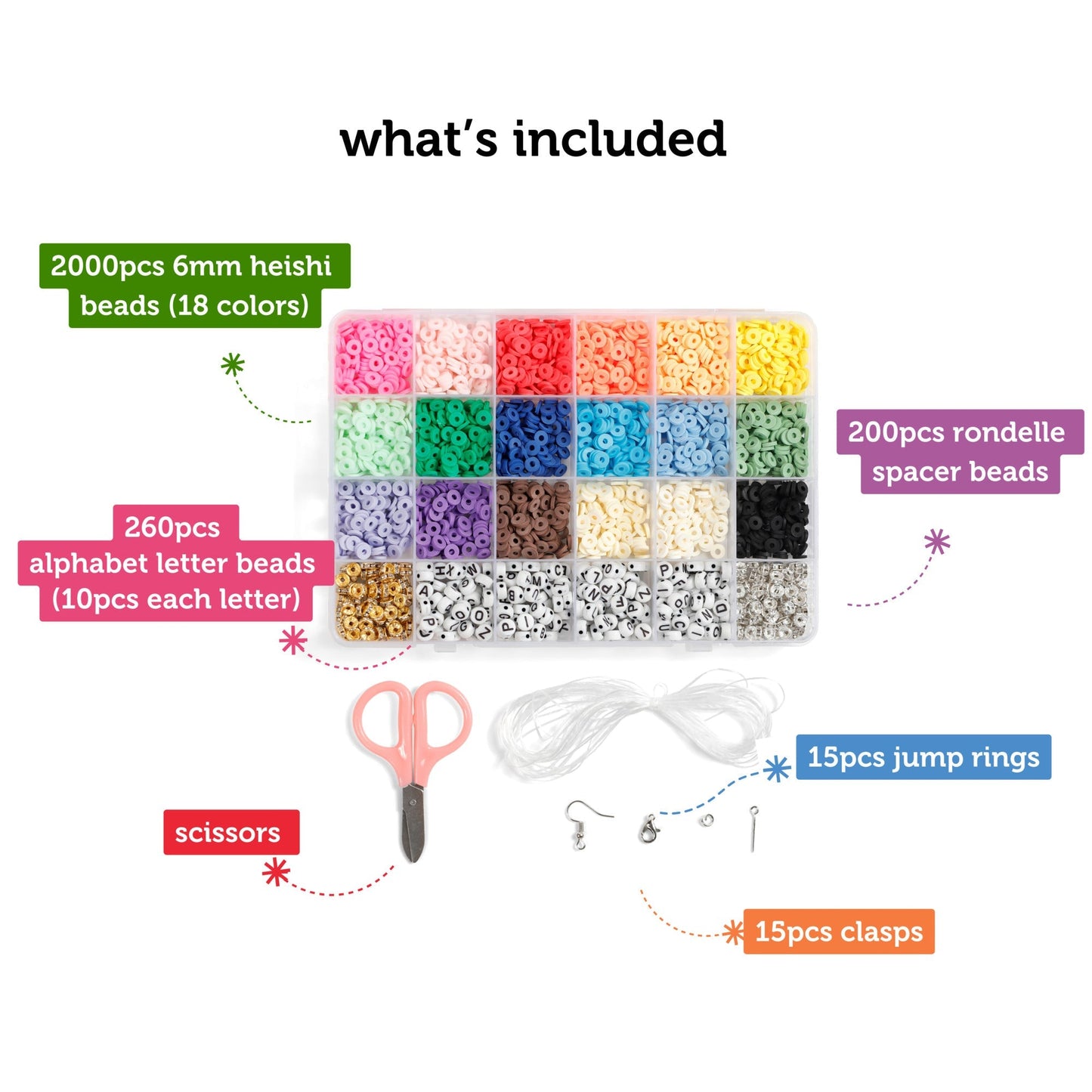 Image of What's Included in the Bulk Heishi Beads Set | Caption-What's Included in the Bulk Heishi Beads Set