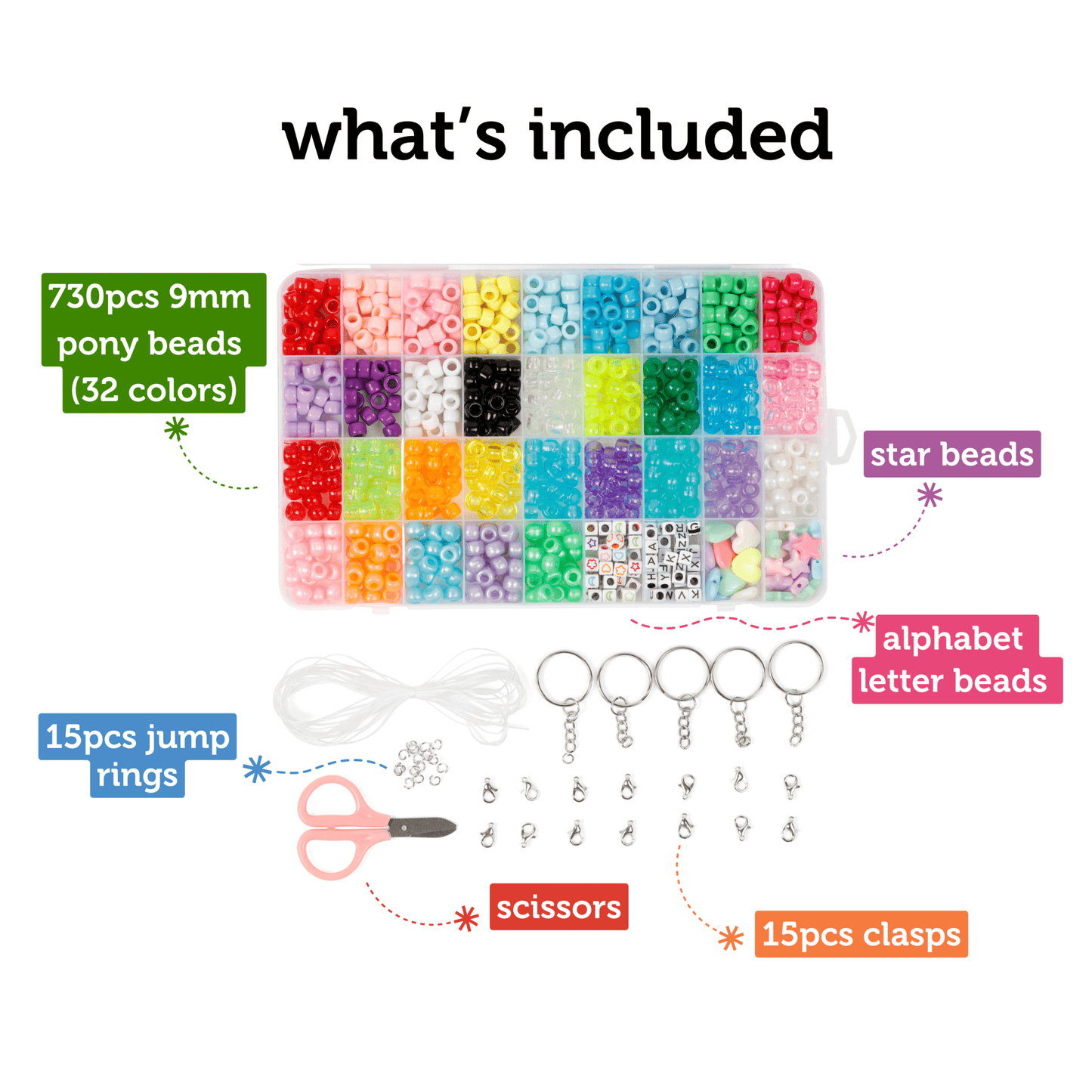 Image of What's Included in the Bulk Pony Beads Set | Caption-What's Included in the Bulk Pony Beads Set