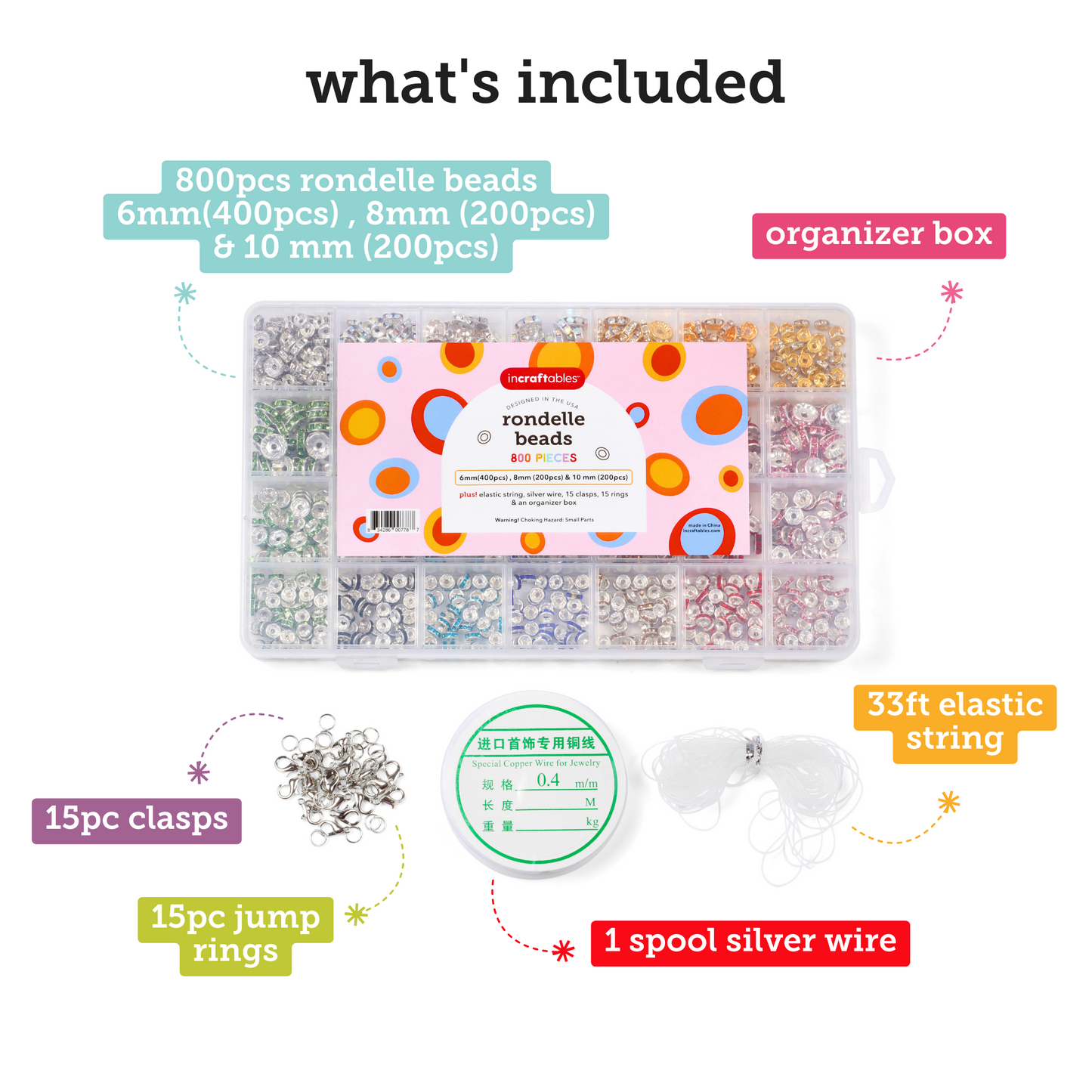 Image of What's Included in the Bulk Rondelle Spacer Beads Set | Caption-What's Included in the Bulk Rondelle Spacer Beads Set