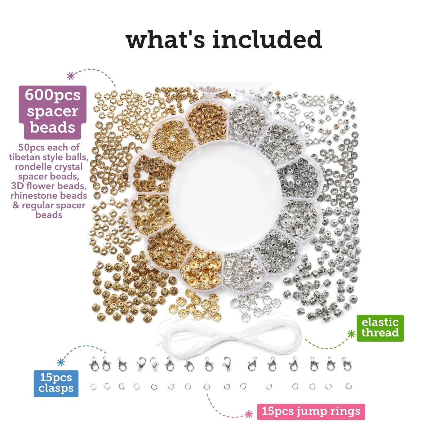 Image of What's Included in the Bulk Spacer Beads 600 Set | Caption-What's Included in the Bulk Spacer Beads 600 Set