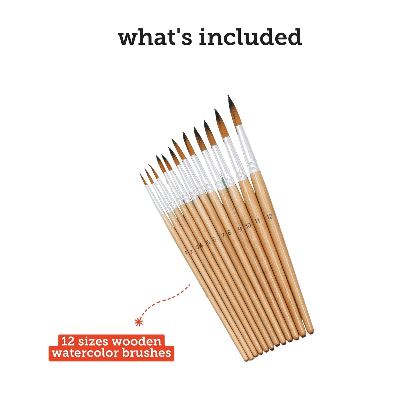 Image of What's Included in the Bulk Watercolor Paint Brush Set | Caption-What's Included in the Bulk Watercolor Paint Brush Set