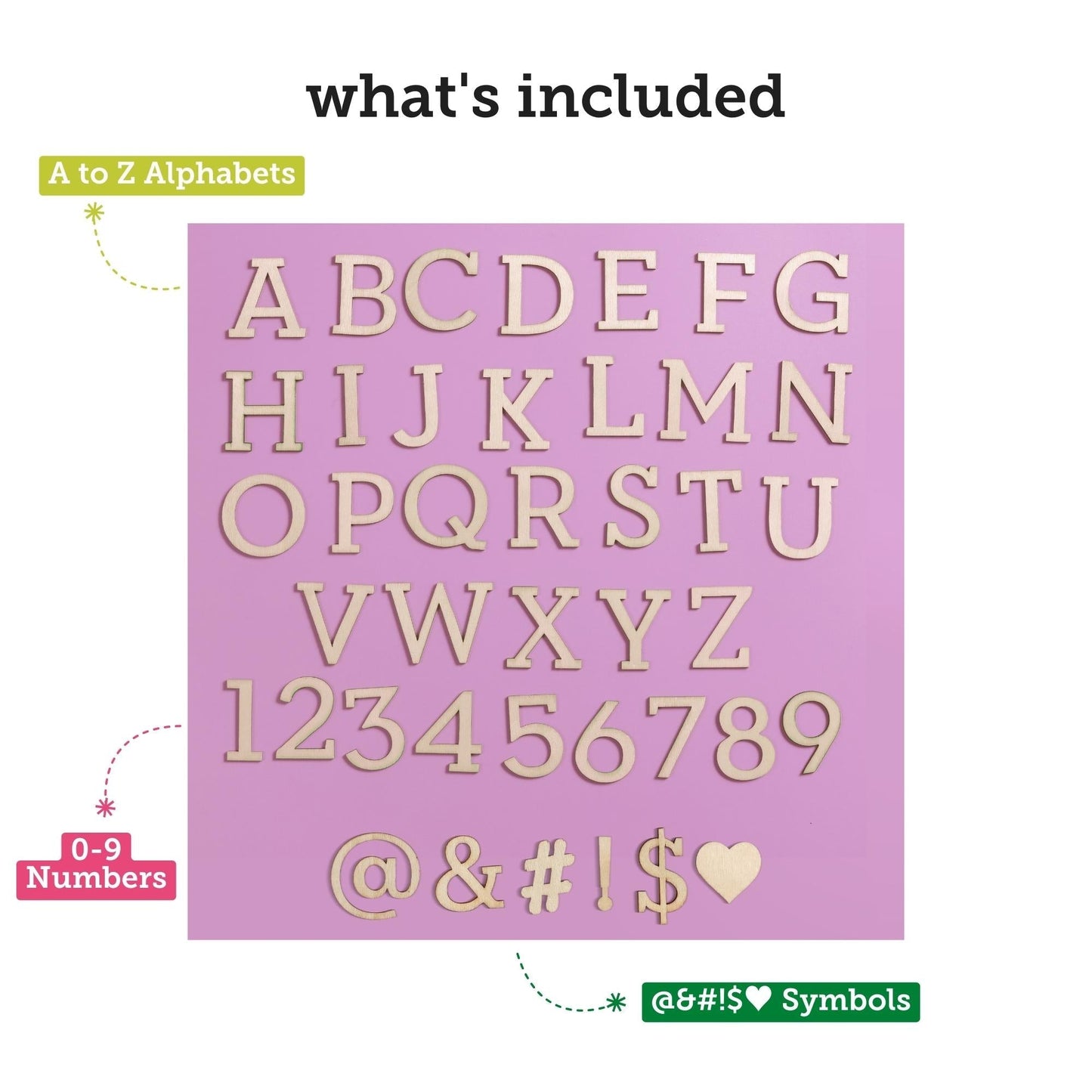 Image of What's Included in the Bulk Wooden Letters Set | Caption-What's Included in the Bulk Wooden Letters Set