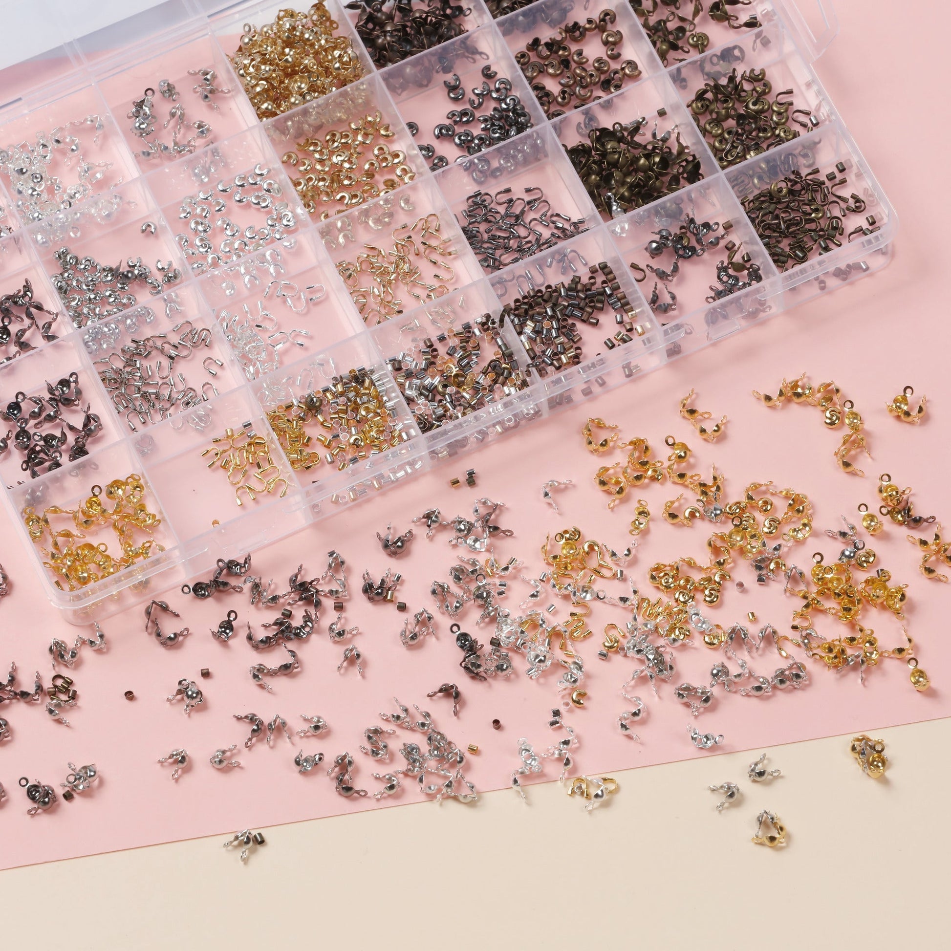 Image of Assorted Crimp Beads in Organizer Close-up