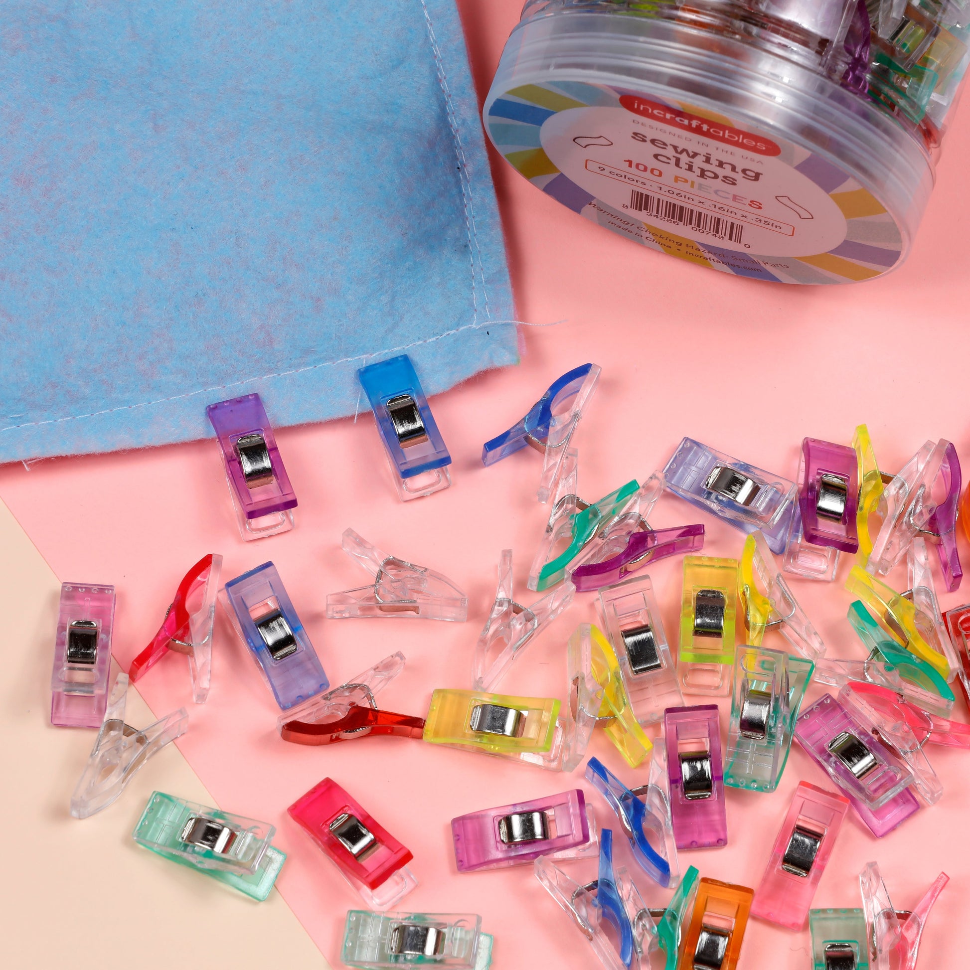 Image of Assorted Sewing Clips Close-up | Caption-Assorted Sewing Clips Close-up