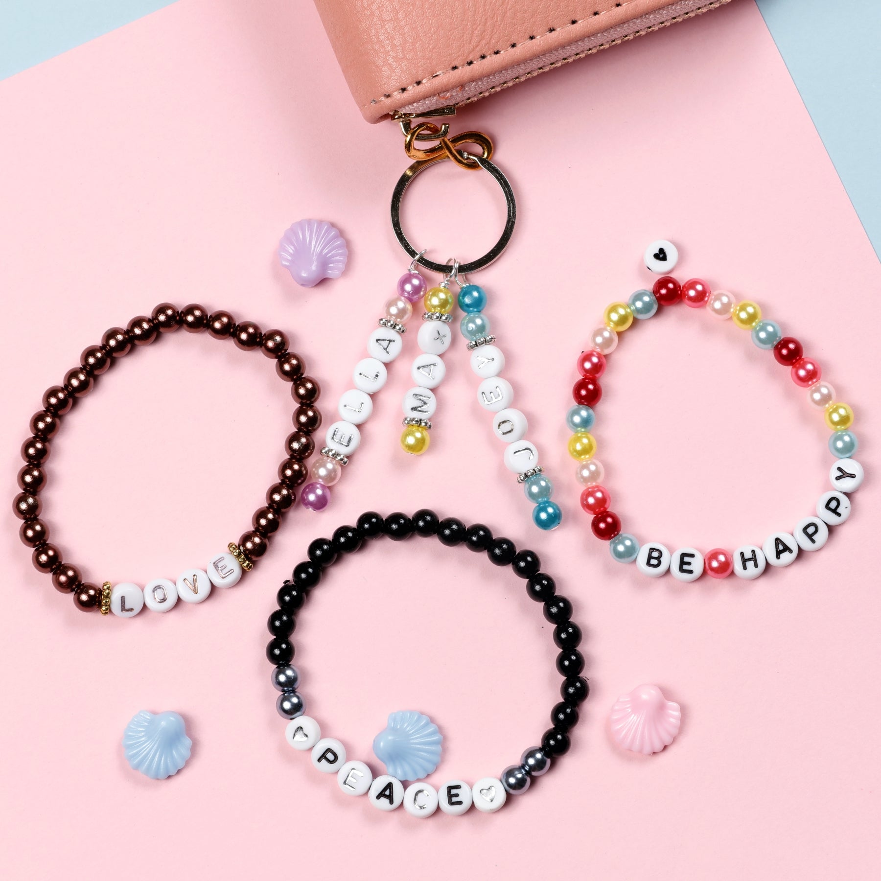 Image of Bracelet Making Close-up with Bulk Letter Beads 1080pcs