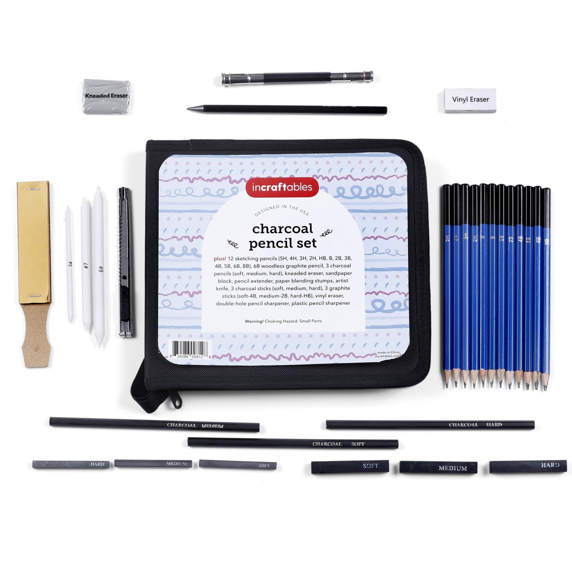 Image of Bulk Charcoal Pencil Set Close-up Display