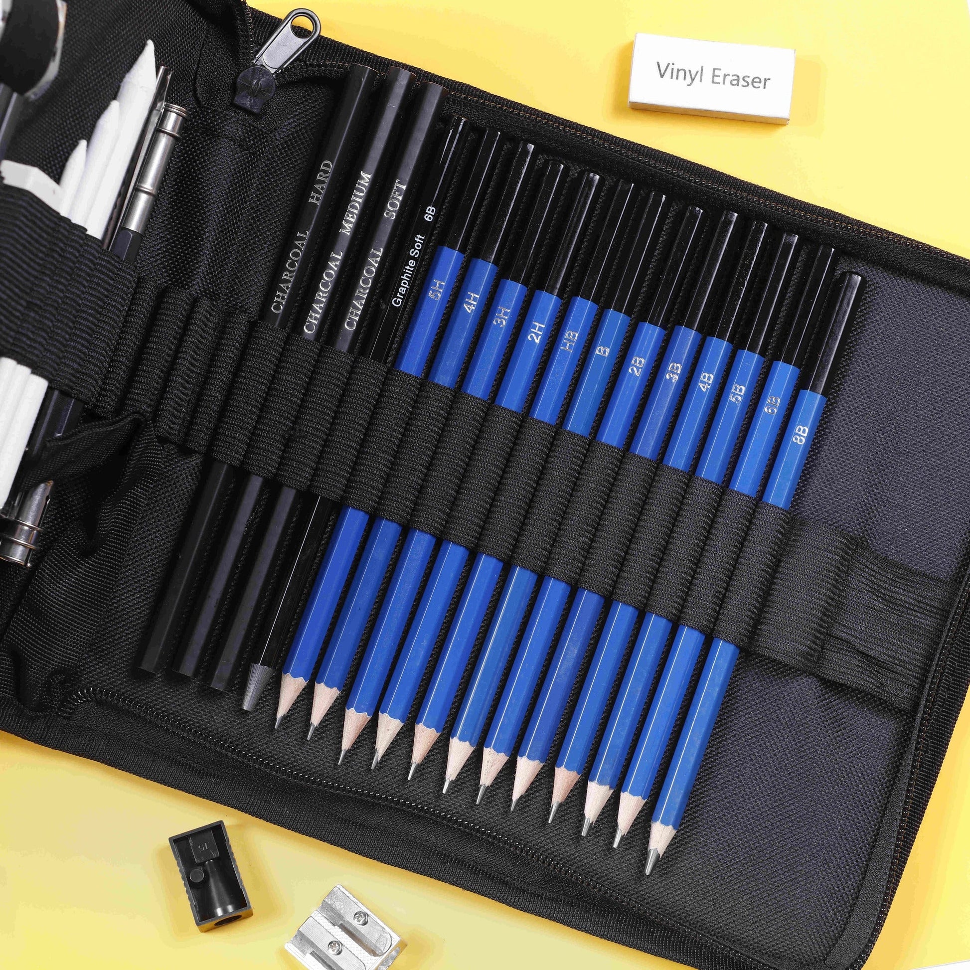 Image of Bulk Charcoal Pencil Set Organized in Case