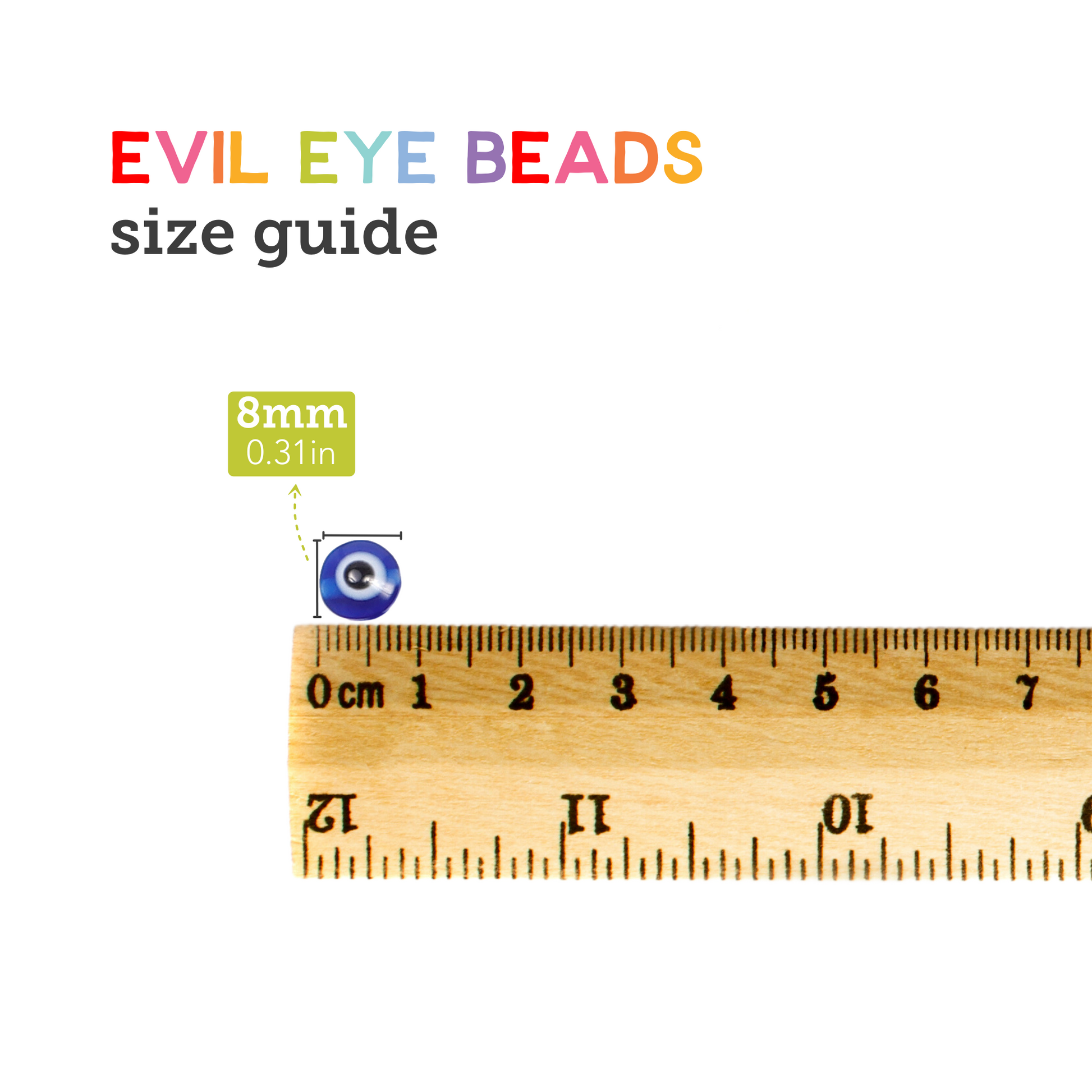 Image of Bulk Evil Eye Beads Size Guide