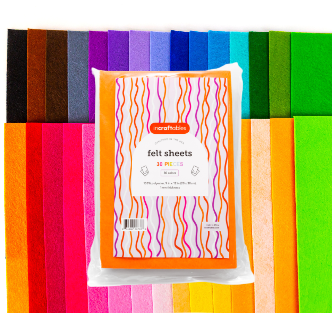 Bulk Felt Sheets Kit | 30pcs, 9 inch x 12 inch | Incraftables