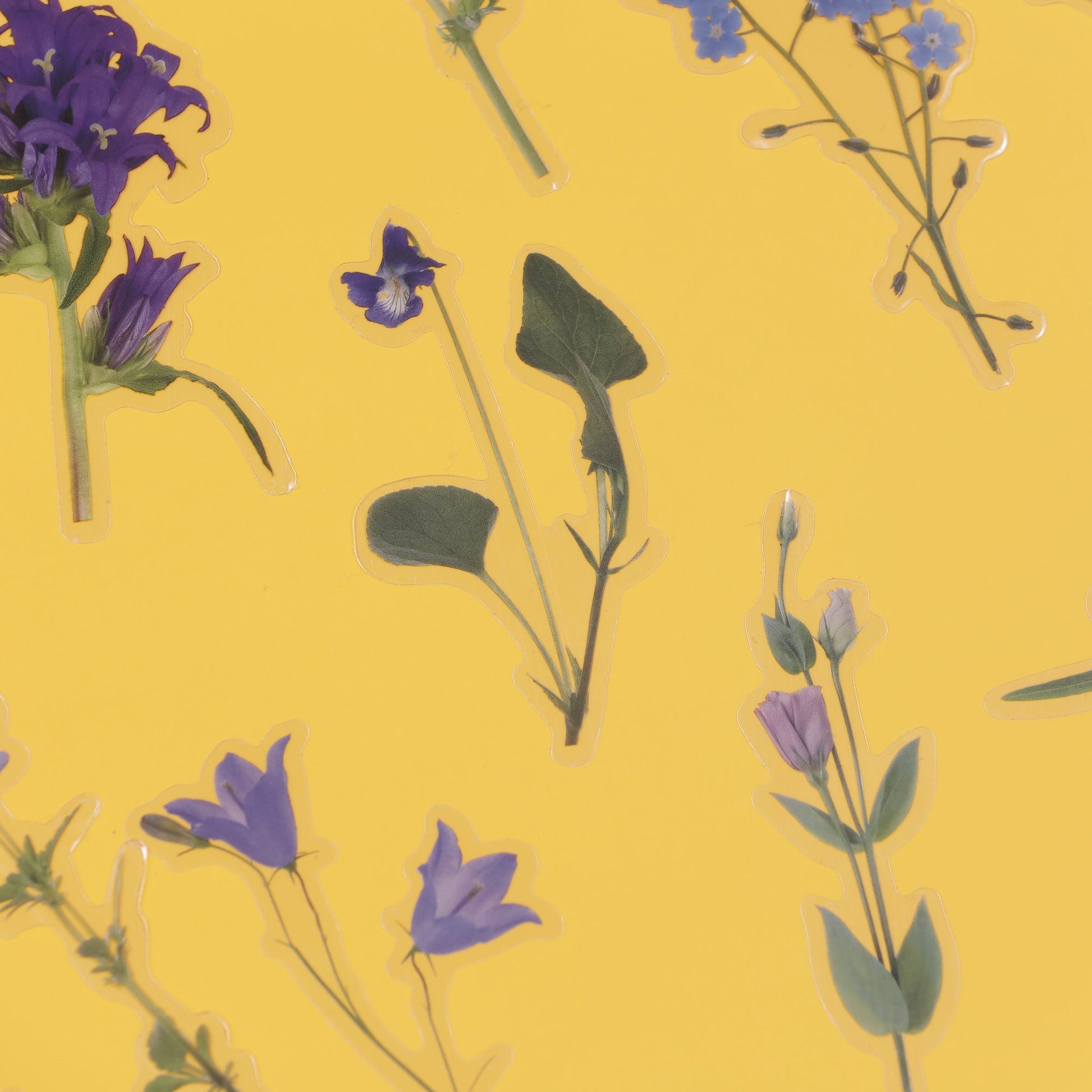 Image of Bulk Flower Stickers on Yellow Background