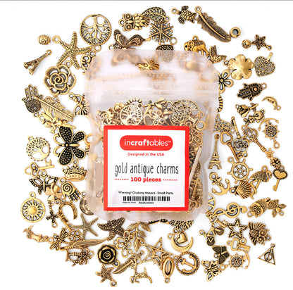 Image of Bulk Gold Charms Set and Accessories Overview 