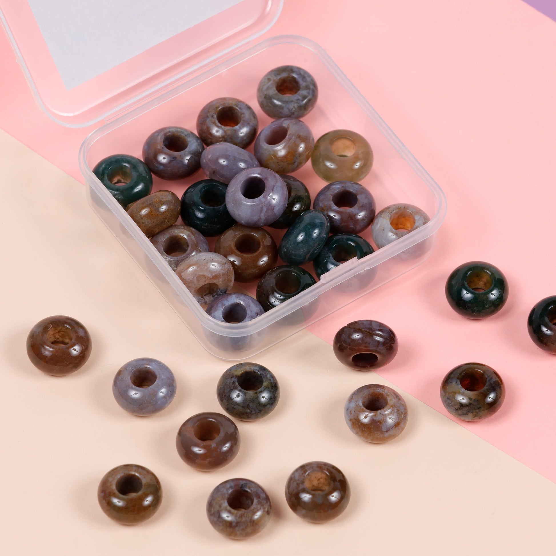 Image of Bulk Indian Agate Beads Assortment | Caption-Bulk Indian Agate Beads Assortment