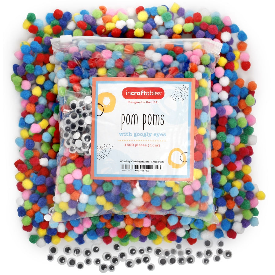 Image of Bulk Pom Poms 1500pcs Set Overview