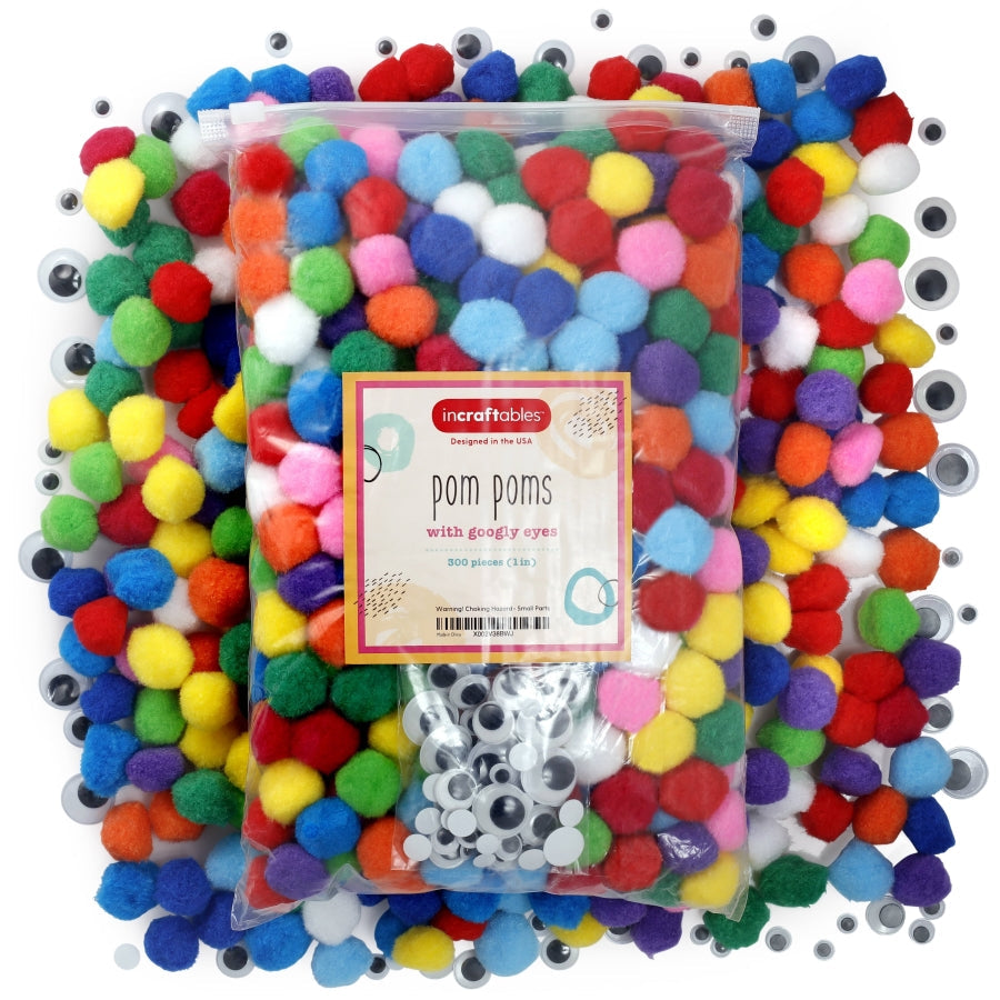 Image of Bulk Pom Poms 300pcs Set Overview