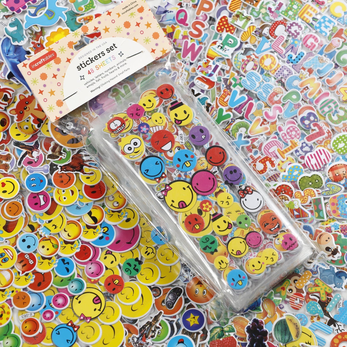 Image of Bulk Puffy Sticker Unisex Grouping Display | Caption-Bulk Puffy Sticker Unisex Grouping Display