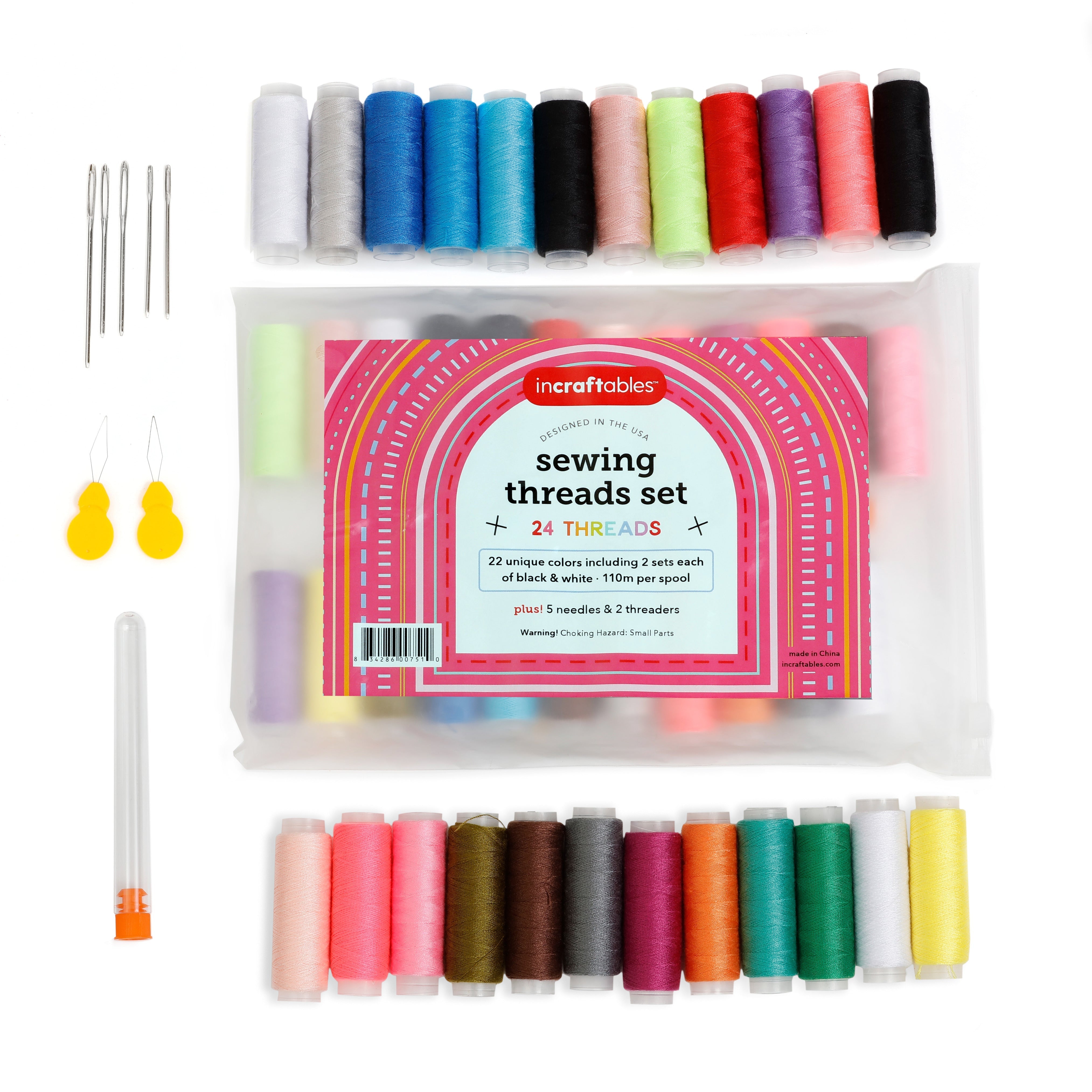 Bulk Sewing Threads Kit | 24pcs Threads | Incraftables