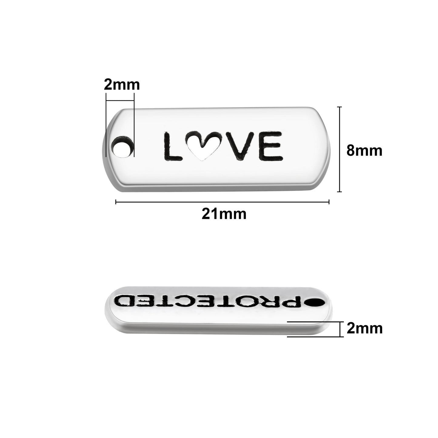 Image of Bulk Silver Word charms size measurement | Caption-Bulk Silver Word charms size measurement 