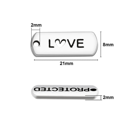 Image of Bulk Silver Word charms size measurement 