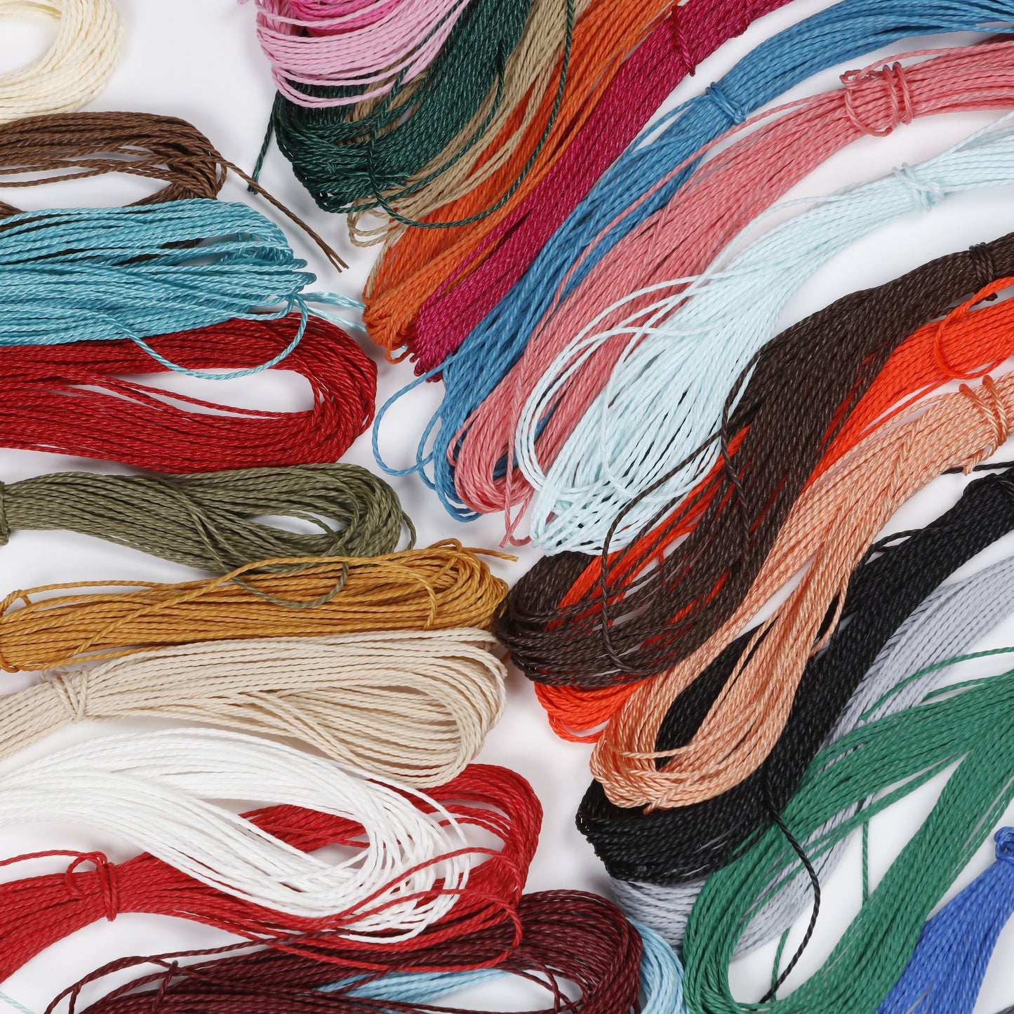 Image of Bulk Waxed Polyester Cord Color Variety Display | Caption-Bulk Waxed Polyester Cord Color Variety Display