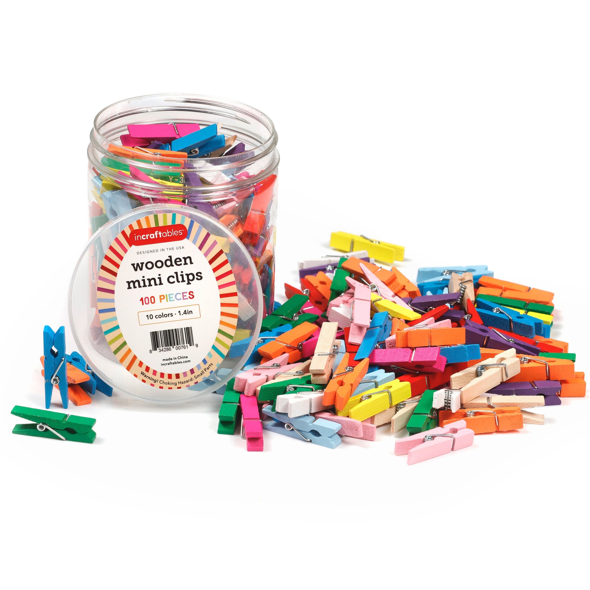 Image of Bulk Wooden Mini Clips Jar Close-up