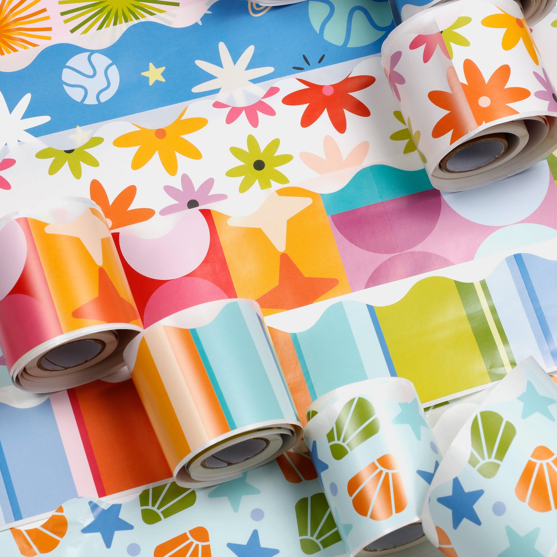 Image of Close-up of Assorted Bulletin Border Stickers | Caption-Close-up of Assorted Bulletin Border Stickers