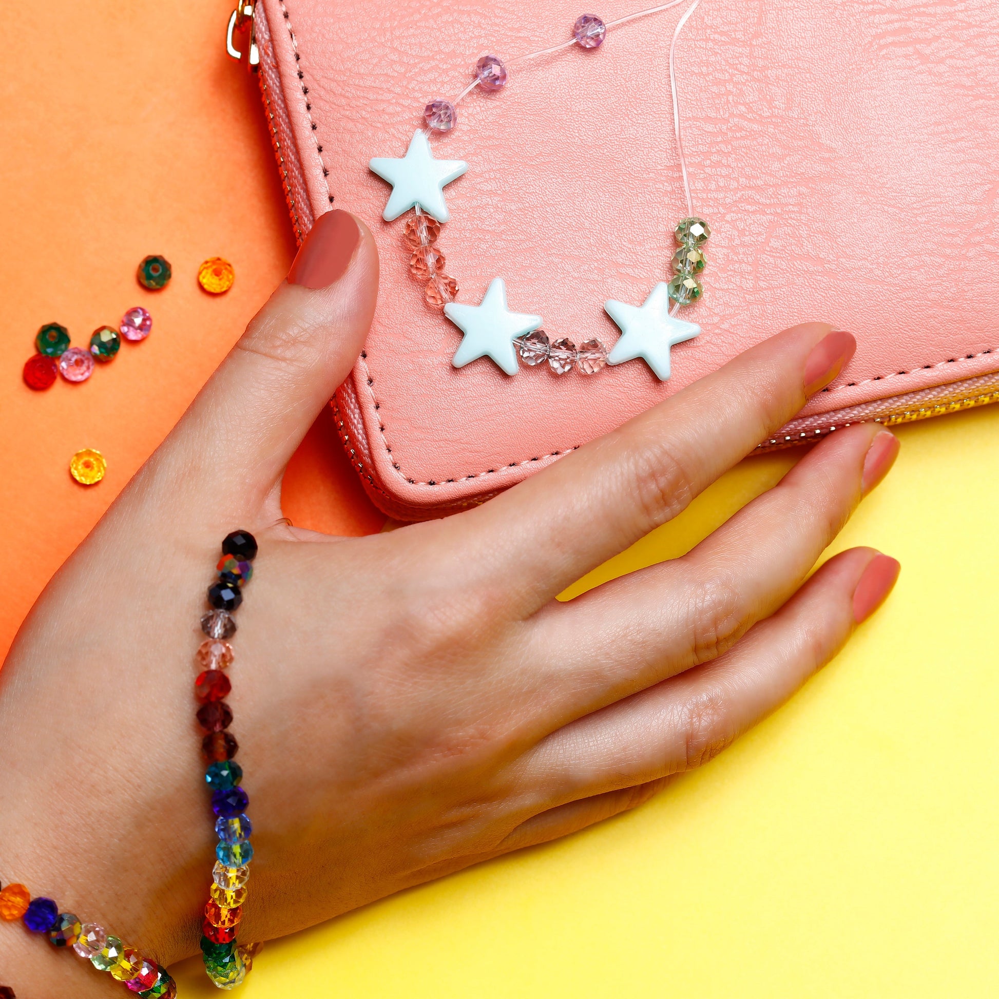 Image of Close-up of Bracelet Made with Bulk Crystal Beads