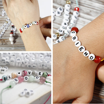Image of Close-up of Bracelets Made from Bulk Letter Beads 