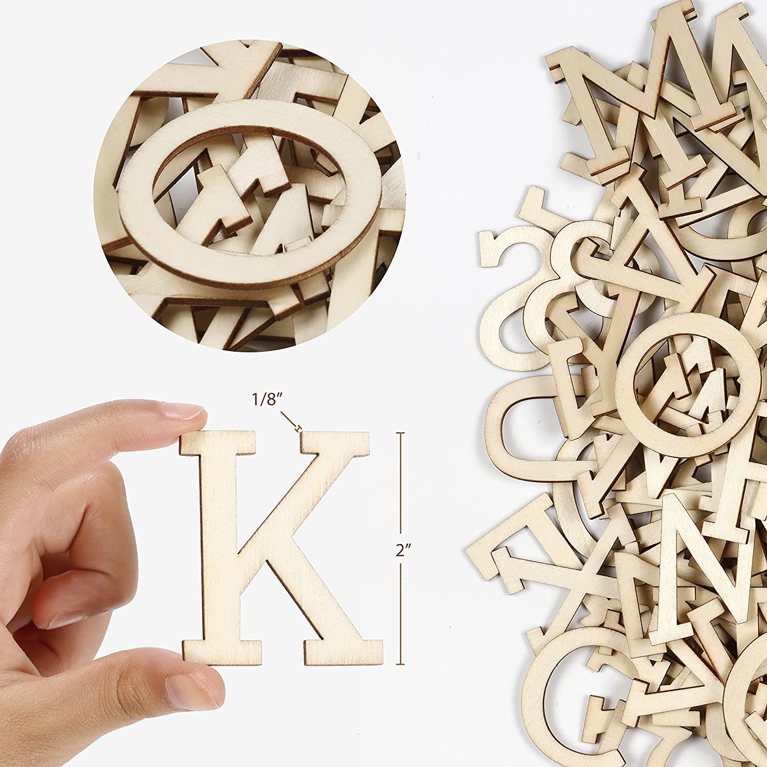 Image of Close-up of Bulk Wooden Letters and Designs