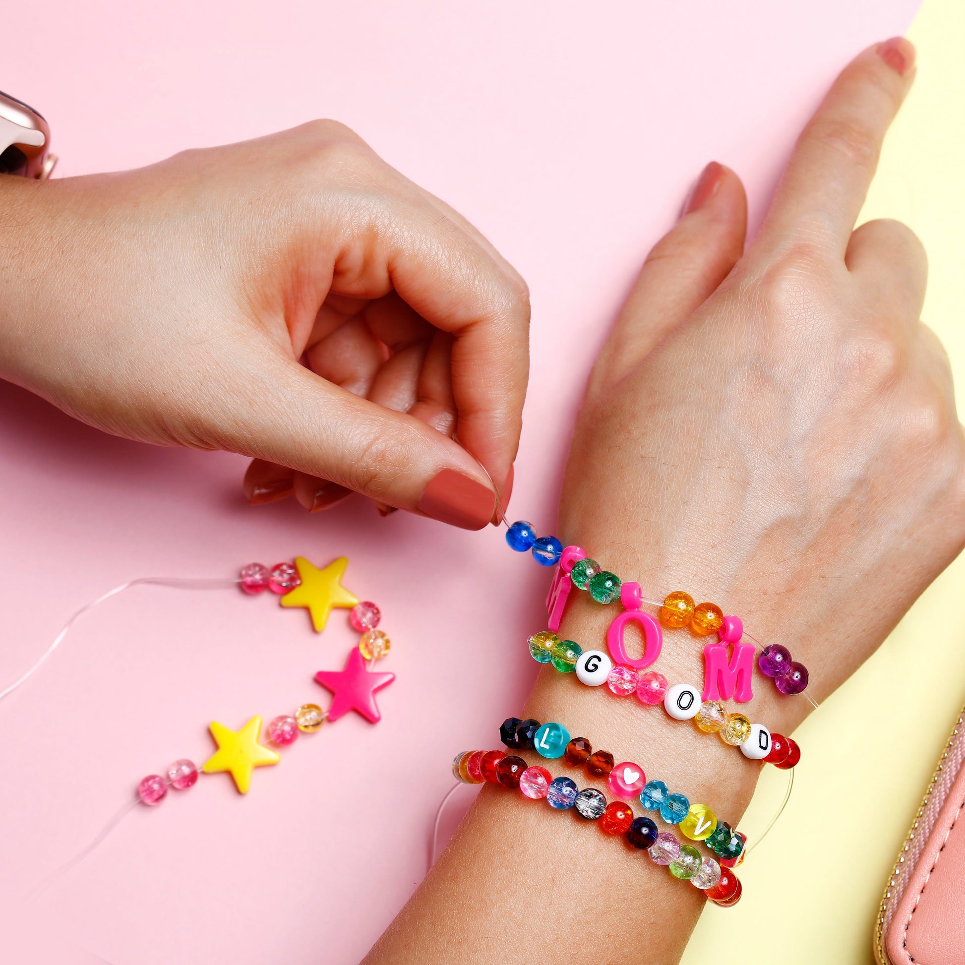 Image of Close-up of Colorful Beads from the Bulk Crackle Glass Beads Set