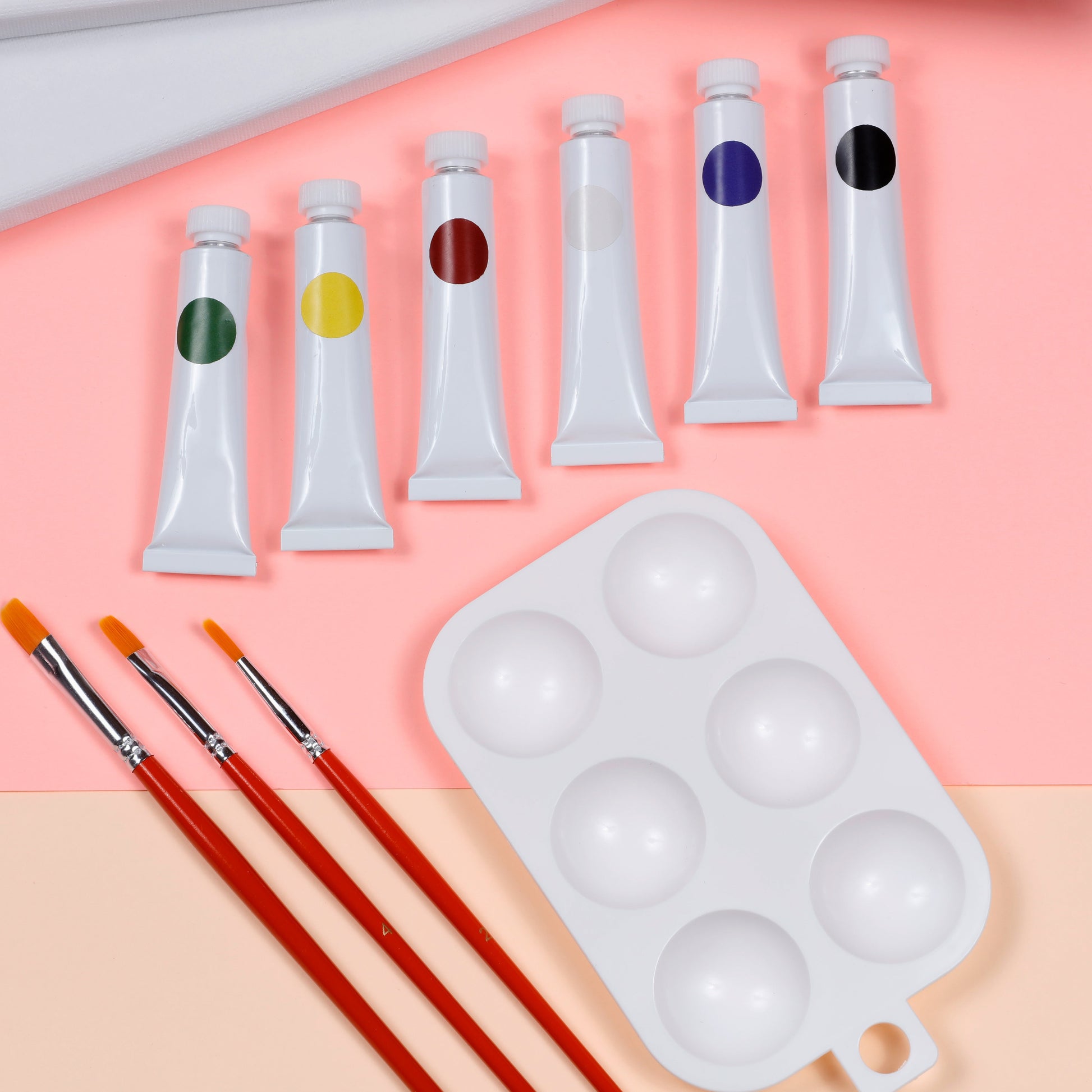 Image of Close-up of Paint Tubes and Brushes