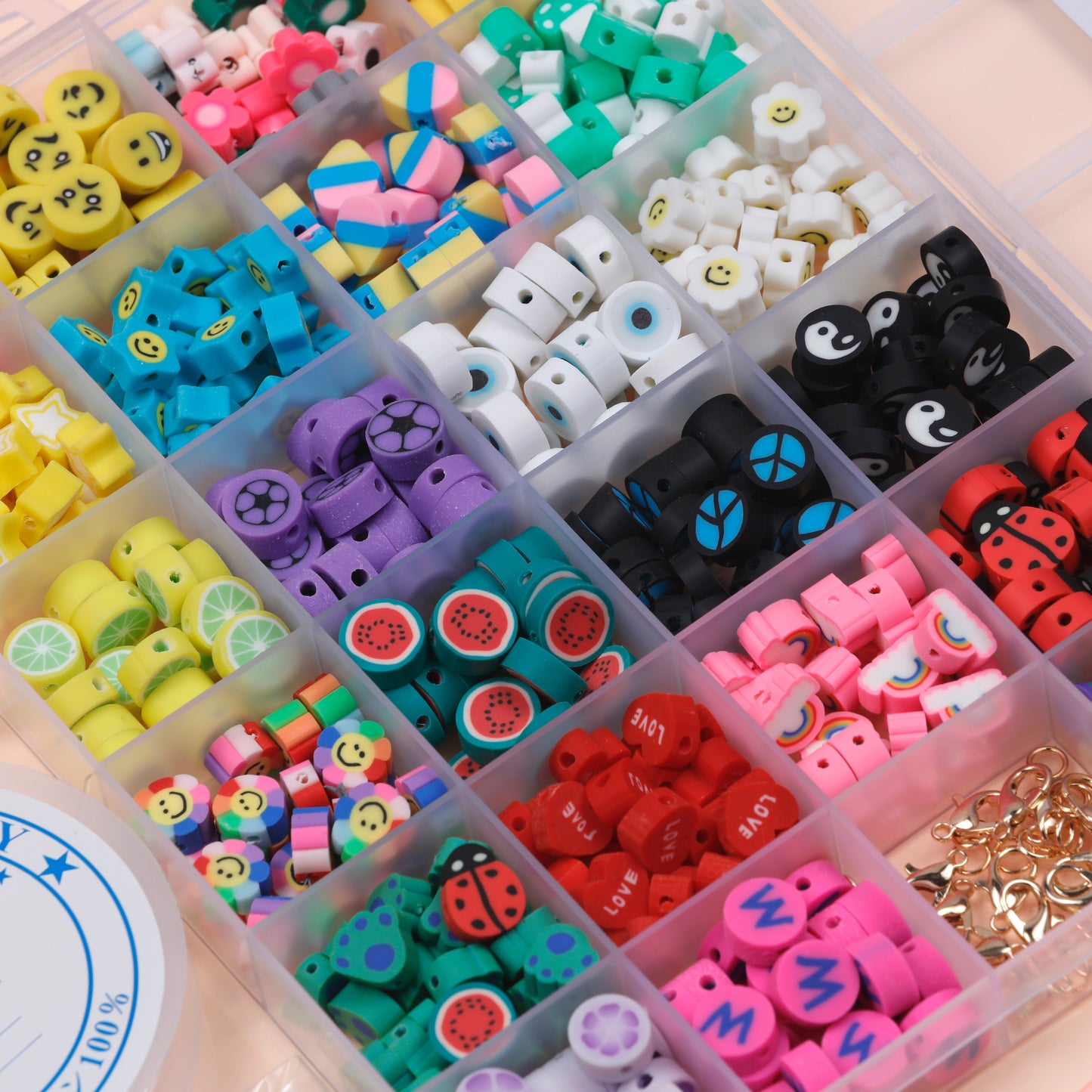 Image of Emoji Beads in Organizer Close-up | Caption-Emoji Beads in Organizer Close-up