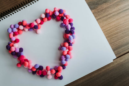 Image of Heart Craft Made with Bulk Pom Poms 2000pcs 