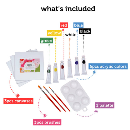 Image of What's Included in the Bulk Canvas & Paint Set 